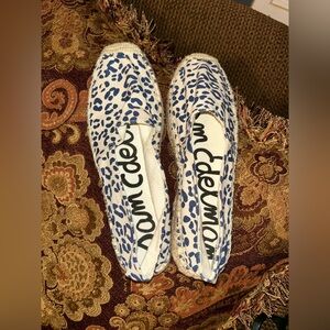 Sam Edelman Verona Leopard Print Canvas Slip On Espadrille Flats Cream Nav 7 1/2